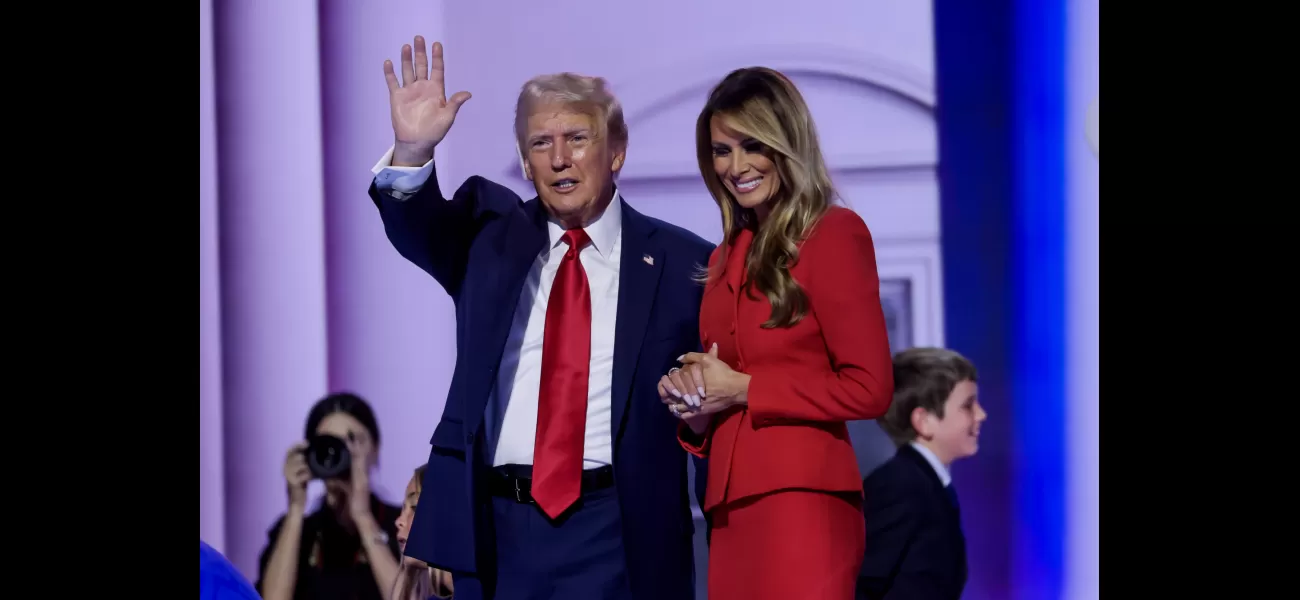 After delivering a speech, Melania unexpectedly joins Trump on stage, displaying a rare moment of affection.