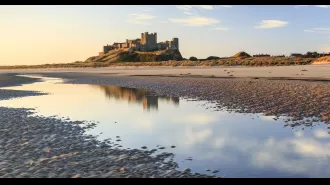 Bamburgh, a peaceful village, is considered the top seaside spot in the UK.