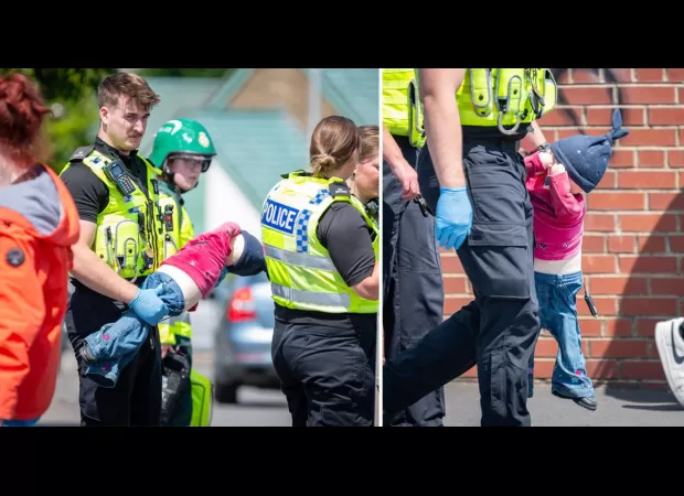 Emergency responders rush to railway to save a child, but it turns out to be a doll.