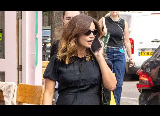 Expecting Jenna Coleman is radiant following successful debut of The Jetty, her latest TV project.