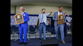 Todd Helton gives speech after being inducted into Hall of Fame, includes mention of hitting a home run.