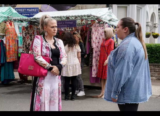 An iconic EastEnders star suffers a setback when she gets a disturbing message from the court.