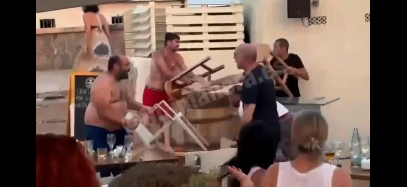 People without shirts threw furniture at employees during an altercation at a beach club in Majorca.