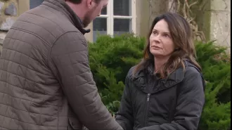 Emmerdale couple breaks up, leaving them both heartbroken.