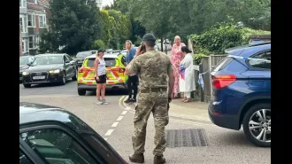 An individual was taken to the hospital by helicopter after being stabbed in an incident close to a military base.