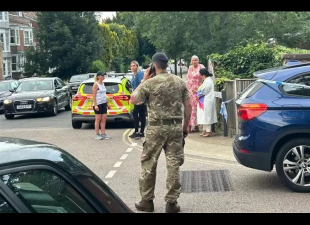 An individual was taken to the hospital by helicopter after being stabbed in an incident close to a military base.