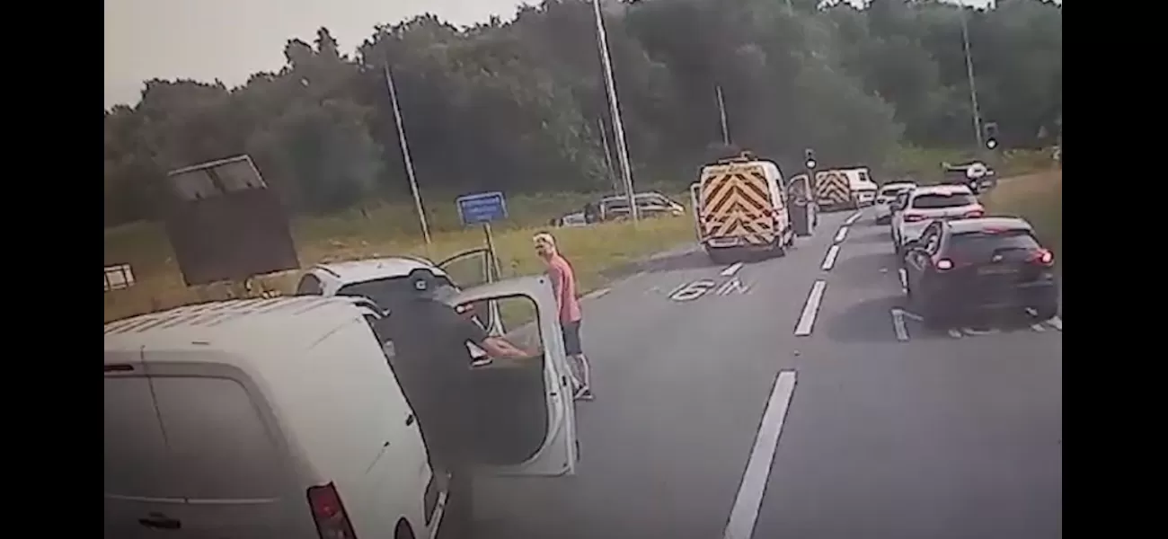 Angry driver's plan to confront larger white van driver fails.