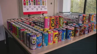 Amount of energy drinks confiscated is equal to nine cans of Coca-Cola.