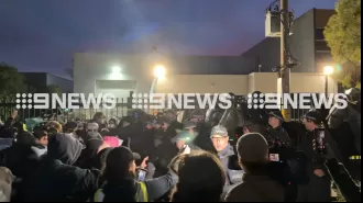 Conflict arises between pro-Palestine demonstrators and law enforcement near a Melbourne factory.