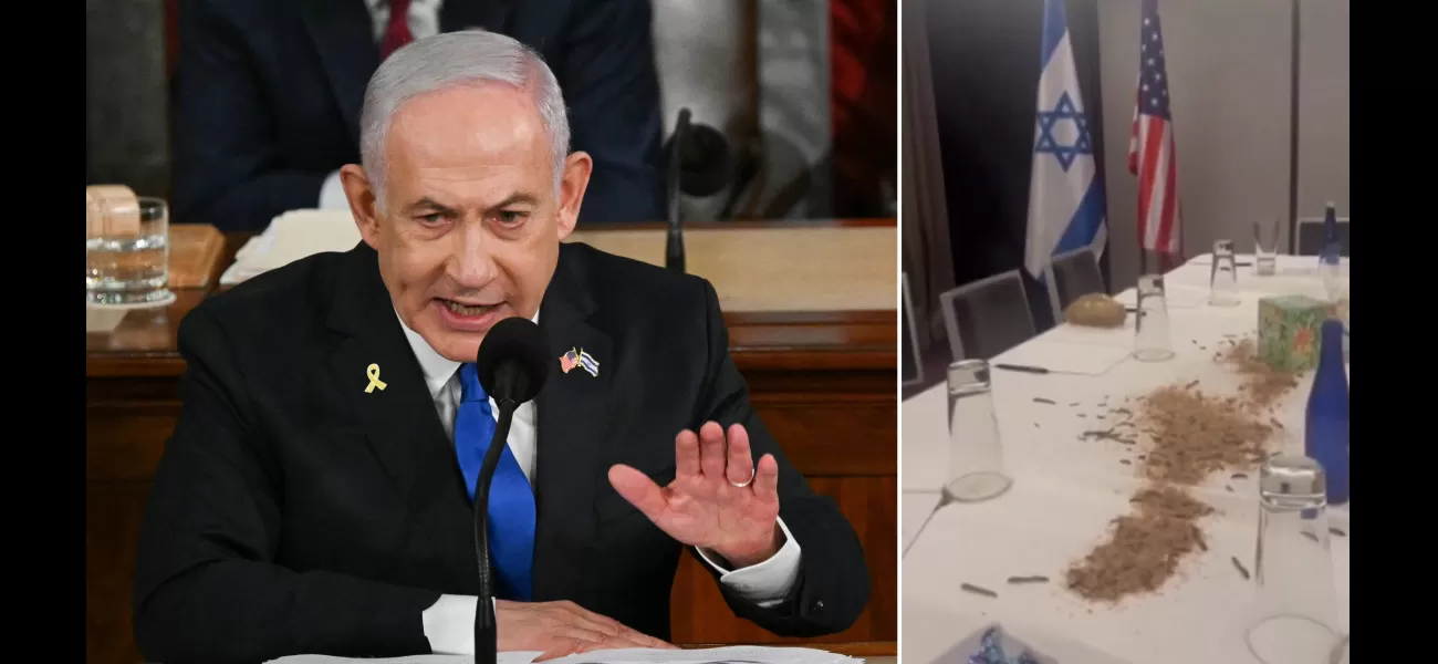 Protestors cause chaos by dumping maggots at hotel during Netanyahu's US visit, where he defends the Gaza War.