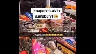 Sainbury's mistakenly offers free items due to a voucher glitch, causing chaos among shoppers.