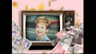 Famous TV star rejoices over making £1.88 from rerun of well-known program.