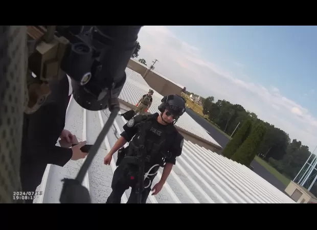 Video footage of a gunman's death captured by a bodycam worn by a secret service agent.
