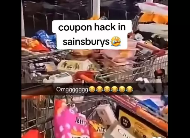 Sainbury's mistakenly offers free items due to a voucher glitch, causing chaos among shoppers.