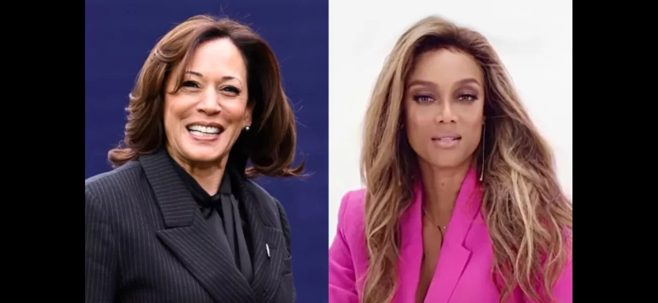 Kamala Harris stops by Tyra Banks' ice cream pop-up and indulges in a scoop.