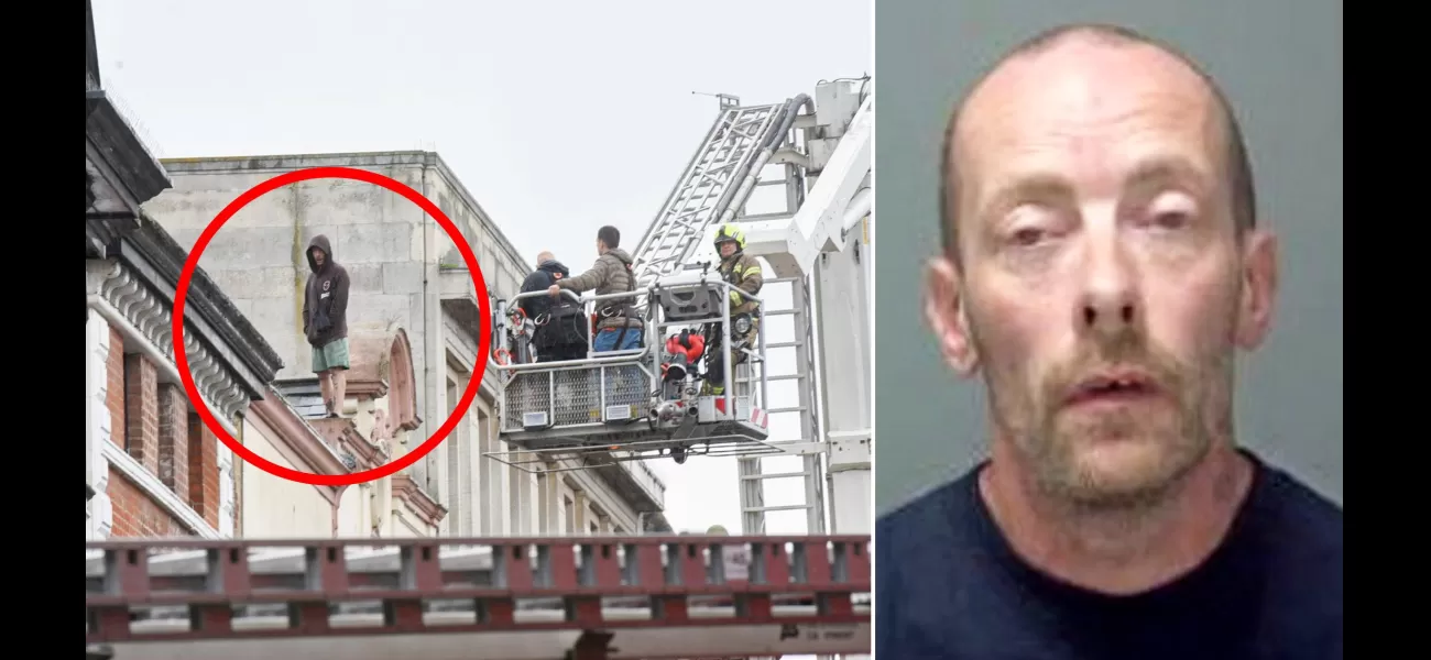A burglar who got stuck on a jeweller's roof and needed to be rescued has been sent to jail.