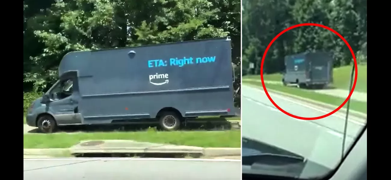 An Amazon delivery driver was caught speeding down a sidewalk in a strange incident.