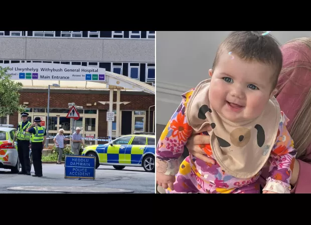 A woman has been accused of a crime after her car fatally struck an eight-month-old baby outside a hospital.