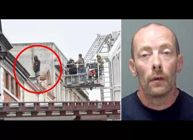 A burglar who got stuck on a jeweller's roof and needed to be rescued has been sent to jail.