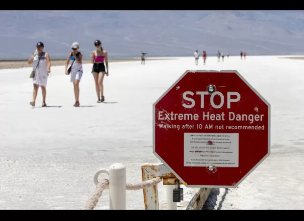 Man receives severe burns from trekking on scorching sand dunes in Death Valley.