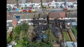 A fire destroys six consecutive houses in Dagenham, East London.