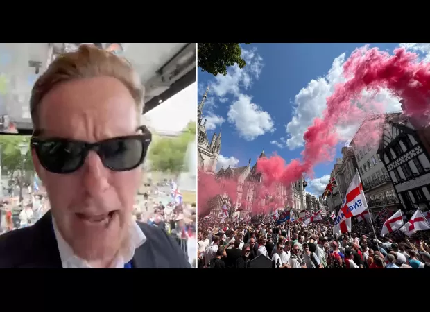 Fox leads protest alongside Tommy Robinson today, claiming ownership of community