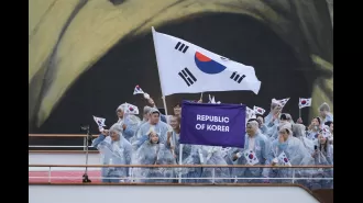 Organizers regret misidentifying South Korean athletes as North Korean.