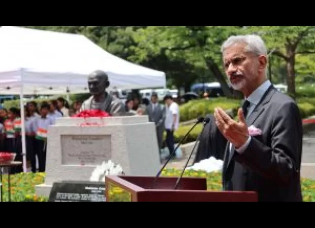 Jaishankar reveals Gandhi's bust in Tokyo with EAM's initials.