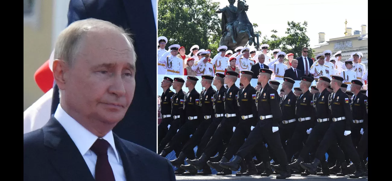 At Russia's Grand Naval Parade, Putin appears to be wishing he were somewhere else.