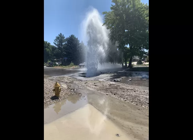 Water pipe rupture creates hole in ground on Centennial street during the weekend.