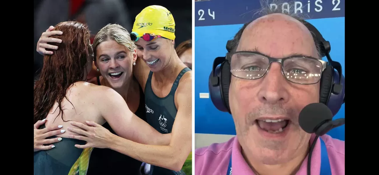 A commentator loses his job for making a sexist remark about Australian swimmers.