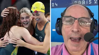 A commentator loses his job for making a sexist remark about Australian swimmers.