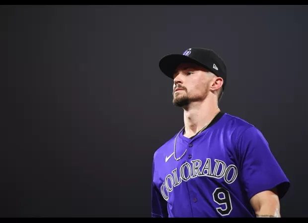 Brenton Doyle of the Rockies suffers index finger injury in unusual incident.