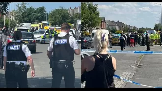 Police rush to scene of stabbing where multiple people have been injured.