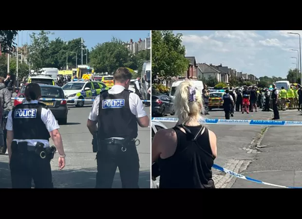 Police rush to scene of stabbing where multiple people have been injured.