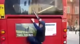 A video with a bus surfer and a knife is causing fear.