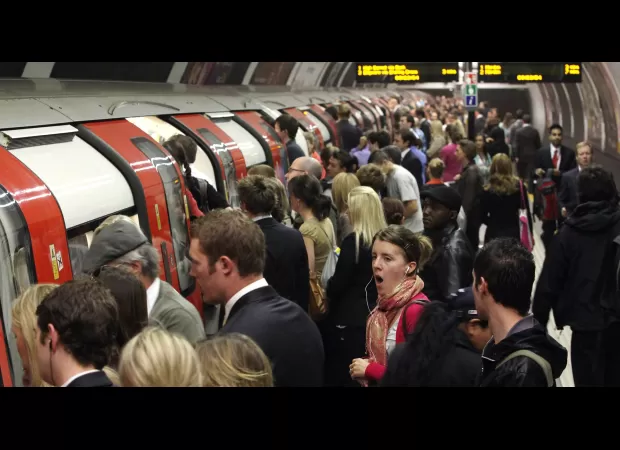 London traffic chaos due to suspended Tube lines during rush hour.