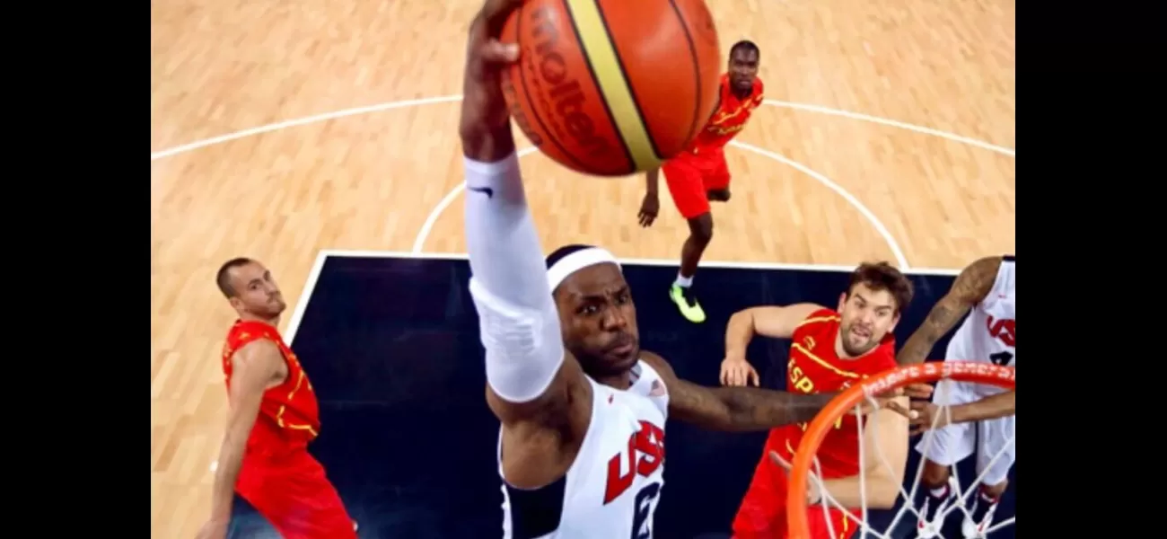 The United States basketball team, led by LeBron James, wins their first game with a flawless dunk from James.