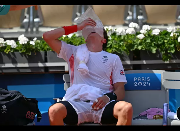 Jack Draper of Team GB expresses frustration after being forced to drink hot water while competing in the Olympics.