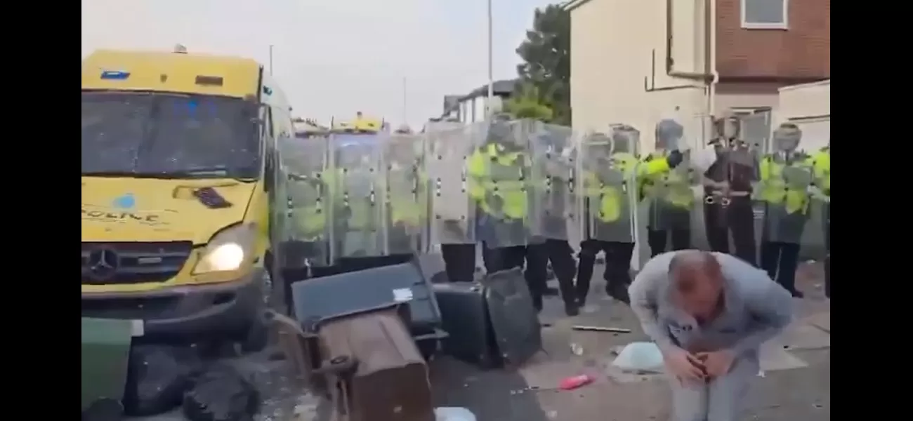 Southport rioter gets no sympathy after being hit with bricks to the head, chest, and private area.