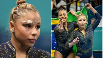 Gymnast injured in fall, but still earns Olympic medal.