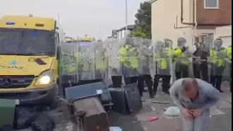 Southport rioter gets no sympathy after being hit with bricks to the head, chest, and private area.