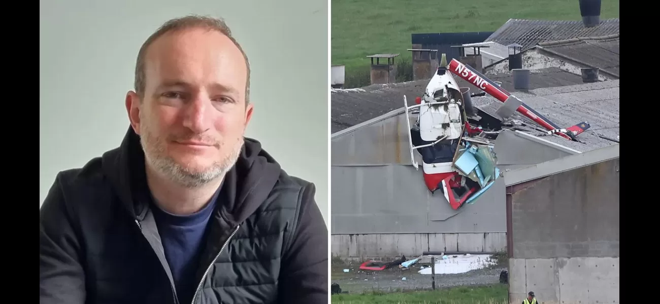 Memorial for father who died in building-helicopter accident, leaving behind two children.