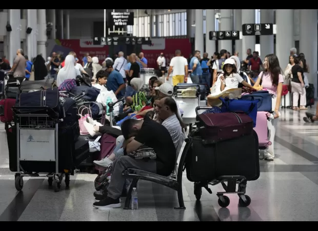 People frantically flee to airport due to concerns of an immediate, full-scale war in Lebanon.