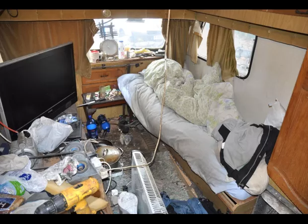 A man was enslaved and given meager food for over two decades in a dirty caravan.