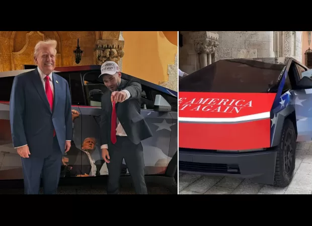 Trump received a Tesla Cybertruck with an image of his near-assassination from his son's friend.