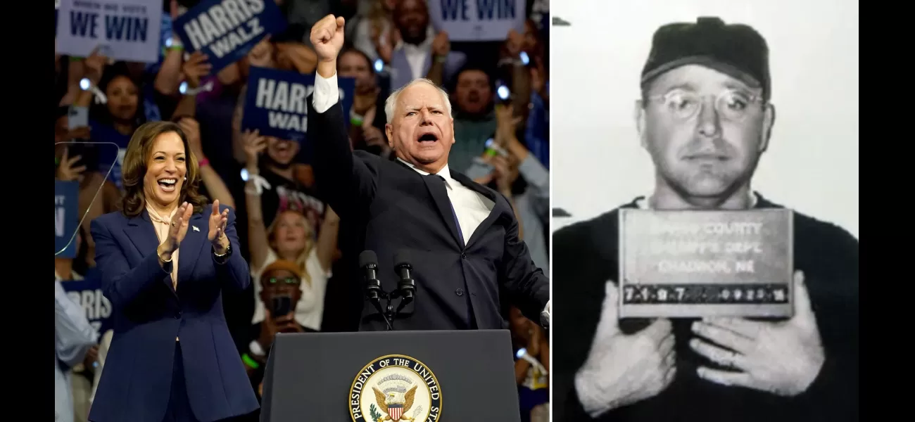 A photo of Kamala Harris' vice presidential running mate appears from a past incident of driving under the influence.