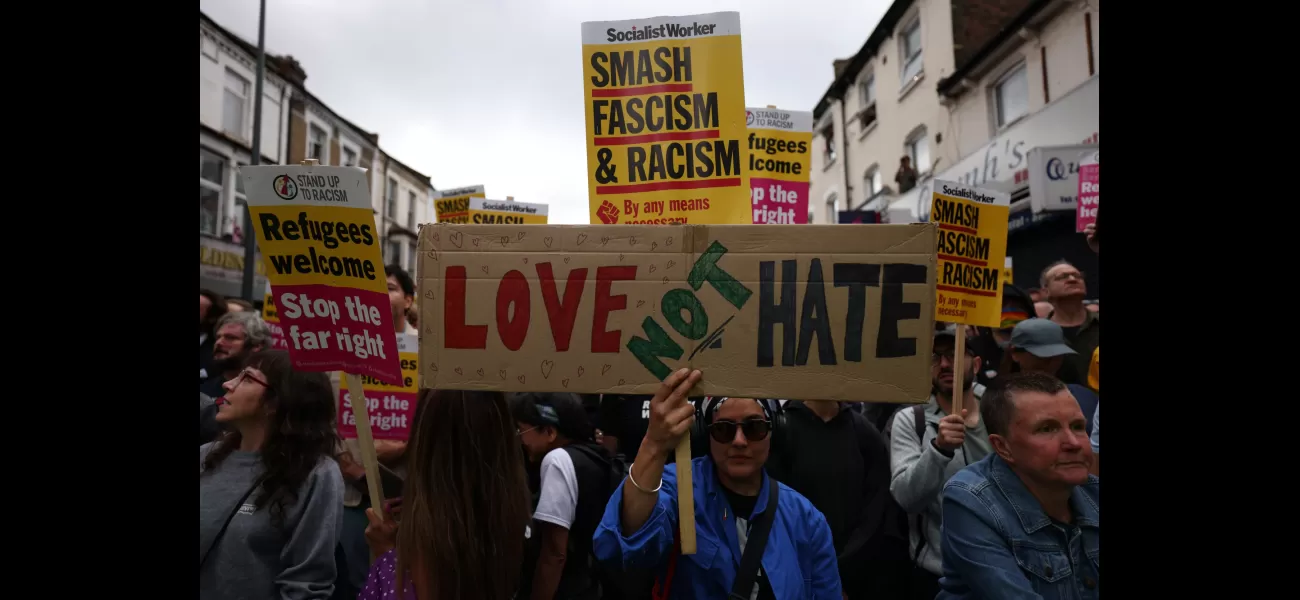Thousands of people protesting against racism outnumbered a small group of far-right rioters.