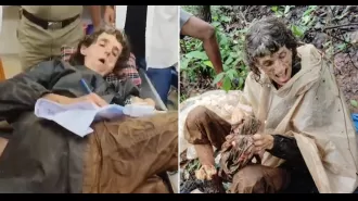 An American woman was discovered bound to a tree in a thick Indian forest, but she had restrained herself.