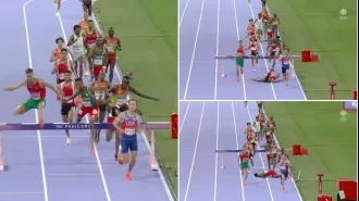 Lamecha Girma, an Olympic runner, was carried off on a stretcher after a scary fall during the steeplechase final.
